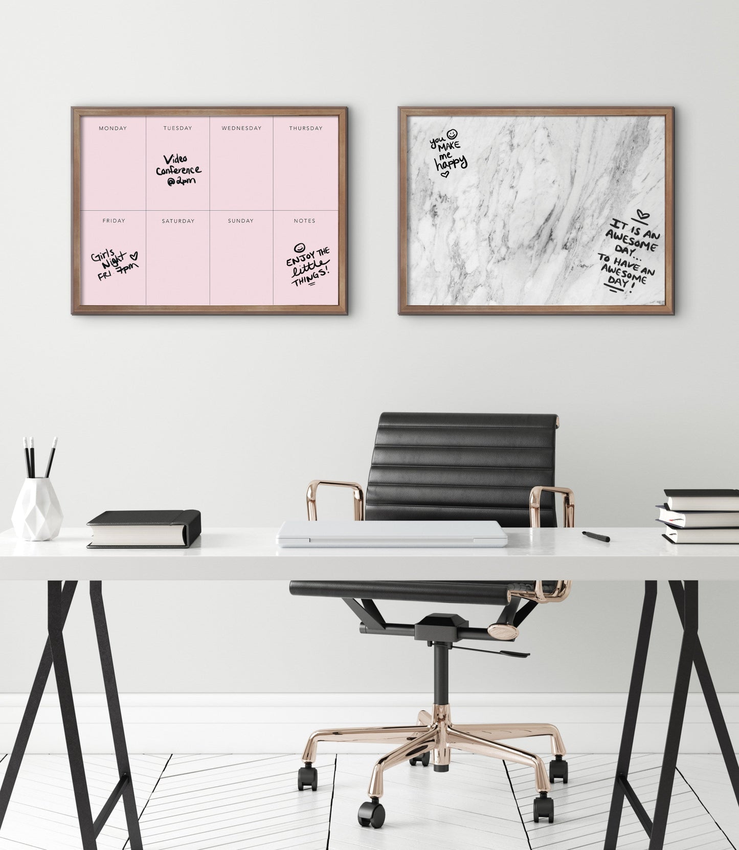 Blake This Week Pink Framed Printed Glass by The Creative Bunch Studio