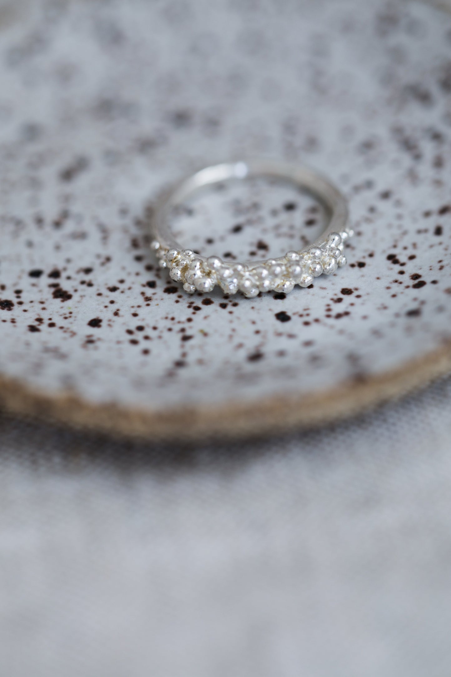 Bubbling ocean ring, size 6, recycled sterling silver.