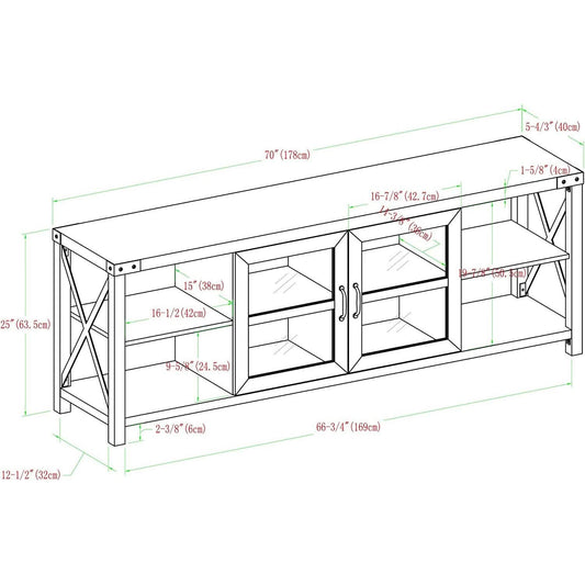 Rustic Modern 70 Inch TV Console With Open Shelves