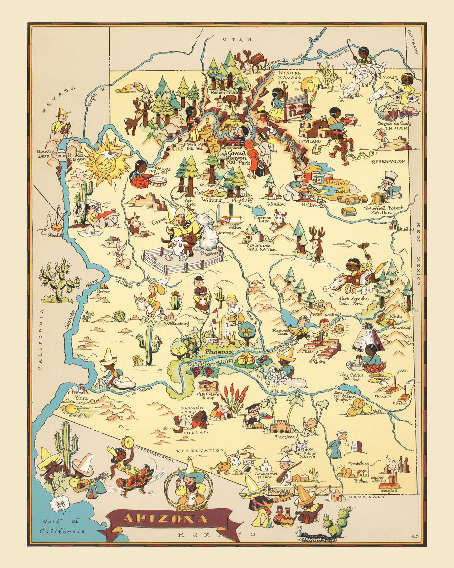 Vintage Map of Arizona 1935