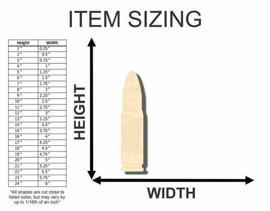 Unfinished Wood Bullet Shape - Sporting - Craft - up to 46" DIY