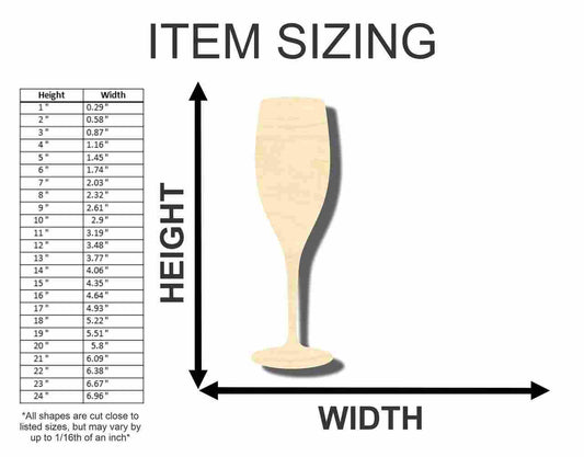 Unfinished Wood Champagne Glass Shape - Party Decor - Craft - up to 46" DIY