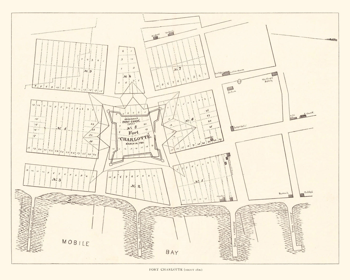 Vintage Map of Fort Charlotte, 1880