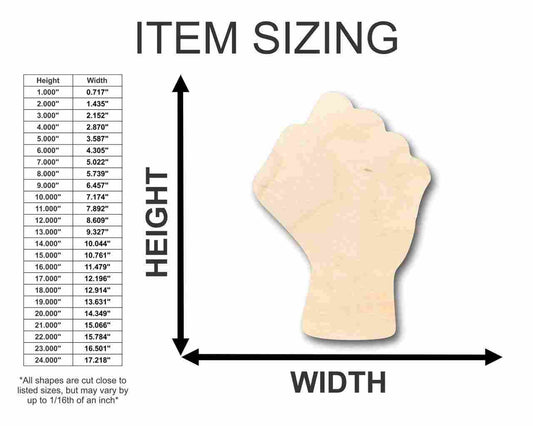 Unfinished Wood Raised Fist Shape - Craft - up to 46" DIY