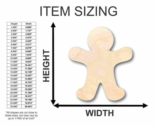 Unfinished Wood Gingerbread Man Shape - Candy - Holiday - Craft - up to 46" DIY