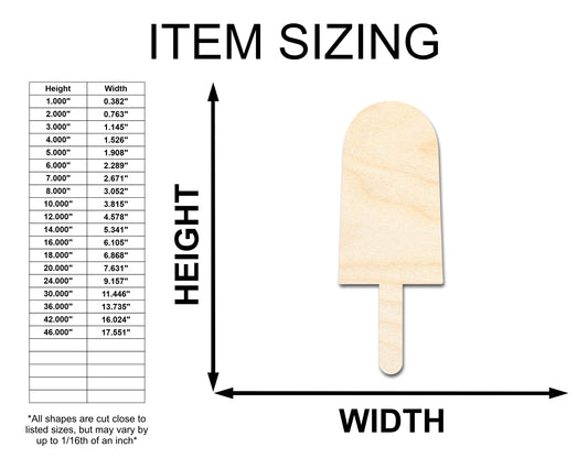 Unfinished Wood Summer Popsicle Shape | Ice Cream | Food | Craft Cutout | up to 46" DIY