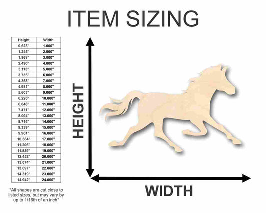 Unfinished Wood Running Wild Horse Shape - Sport - Farm Animal - Craft - up to 46" DIY