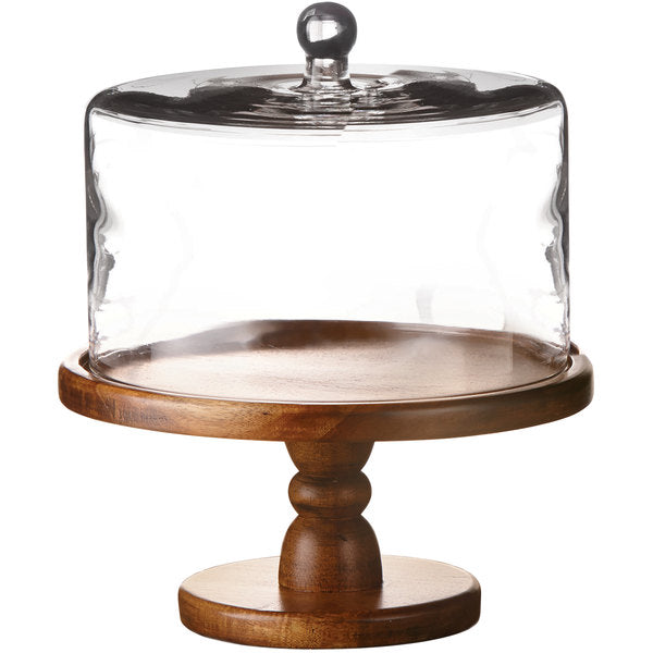 Madera Pedestal Plate with Dome - Elegant Cake Display Stand