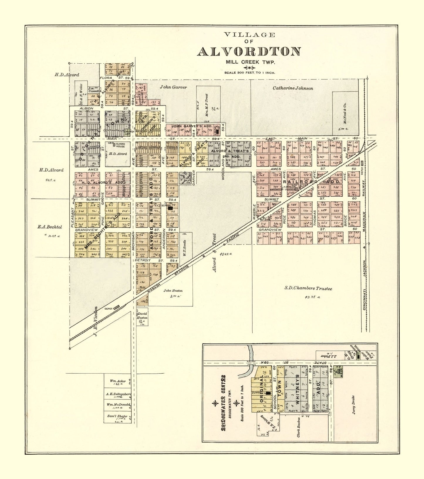 Vintage Map of Alvordton, Ohio 1894