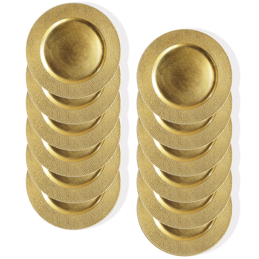 Gold Sand Charger Plate Set- 12 Pieces