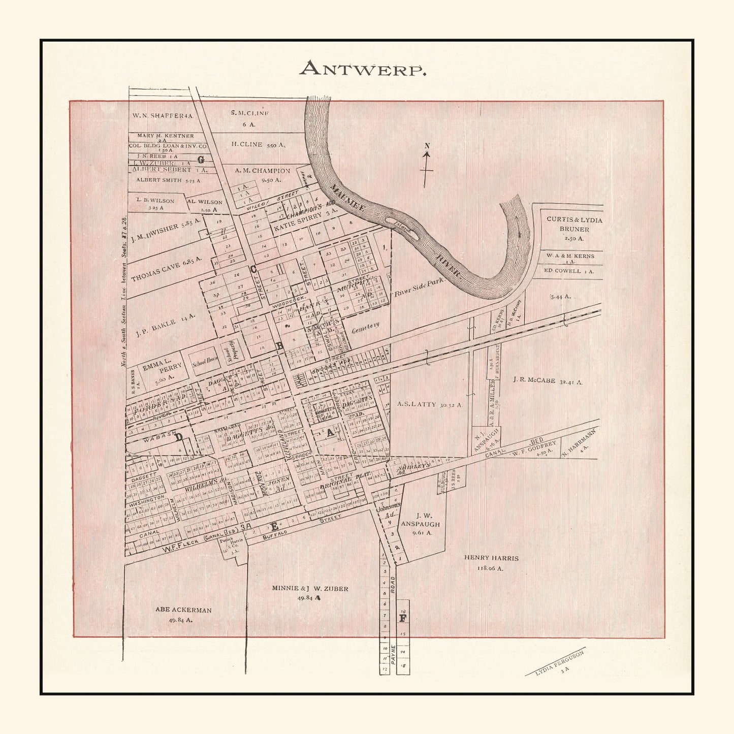 Vintage Map of Antwerp, Ohio 1905