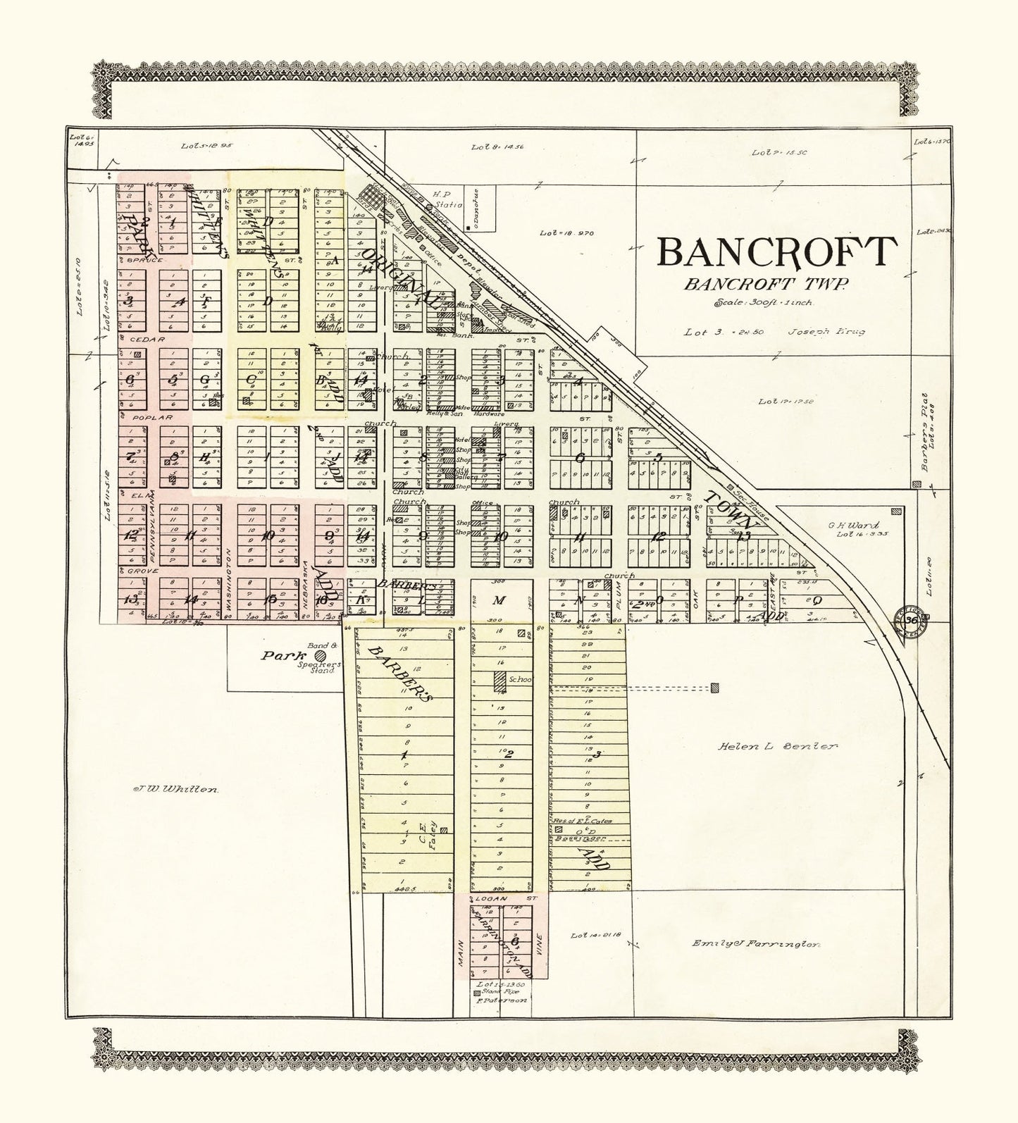 Vintage Map of Bancroft, Nebraska 1908