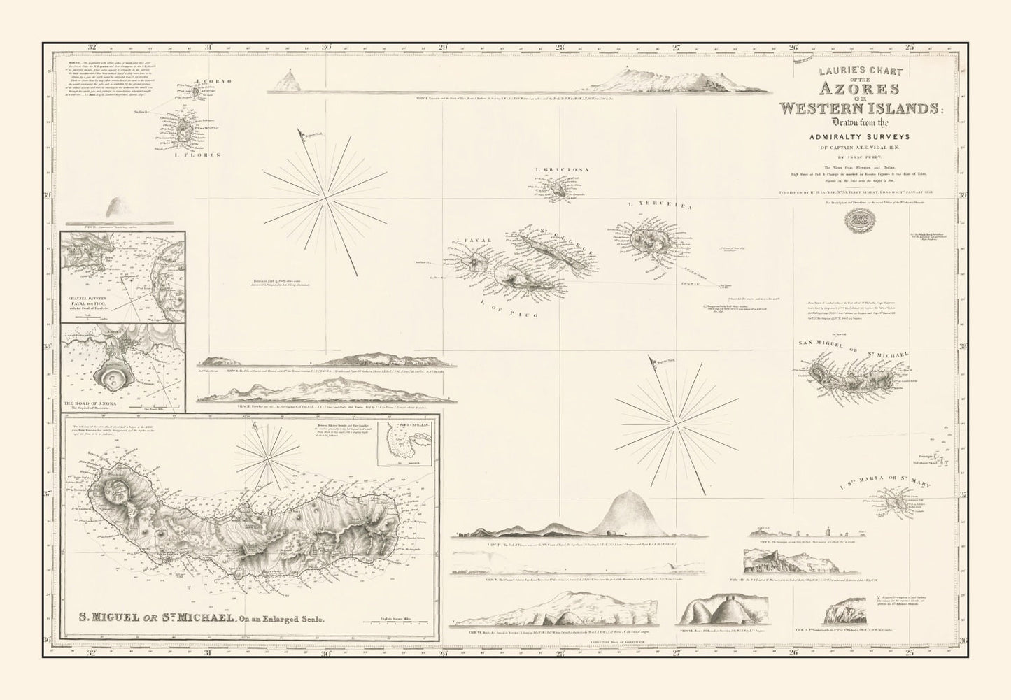 Vintage Azores Map 1859