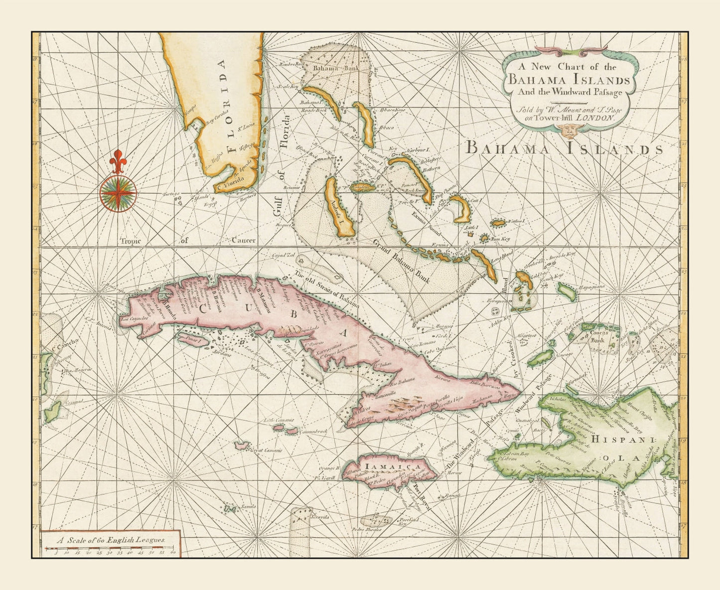 Vintage Bahamas Map 1737