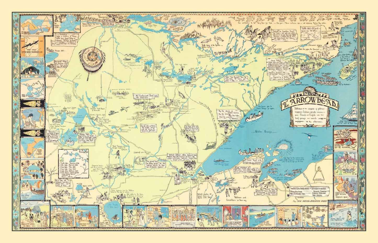 Vintage Pictorial Map of Arrowhead Region, MN 1929