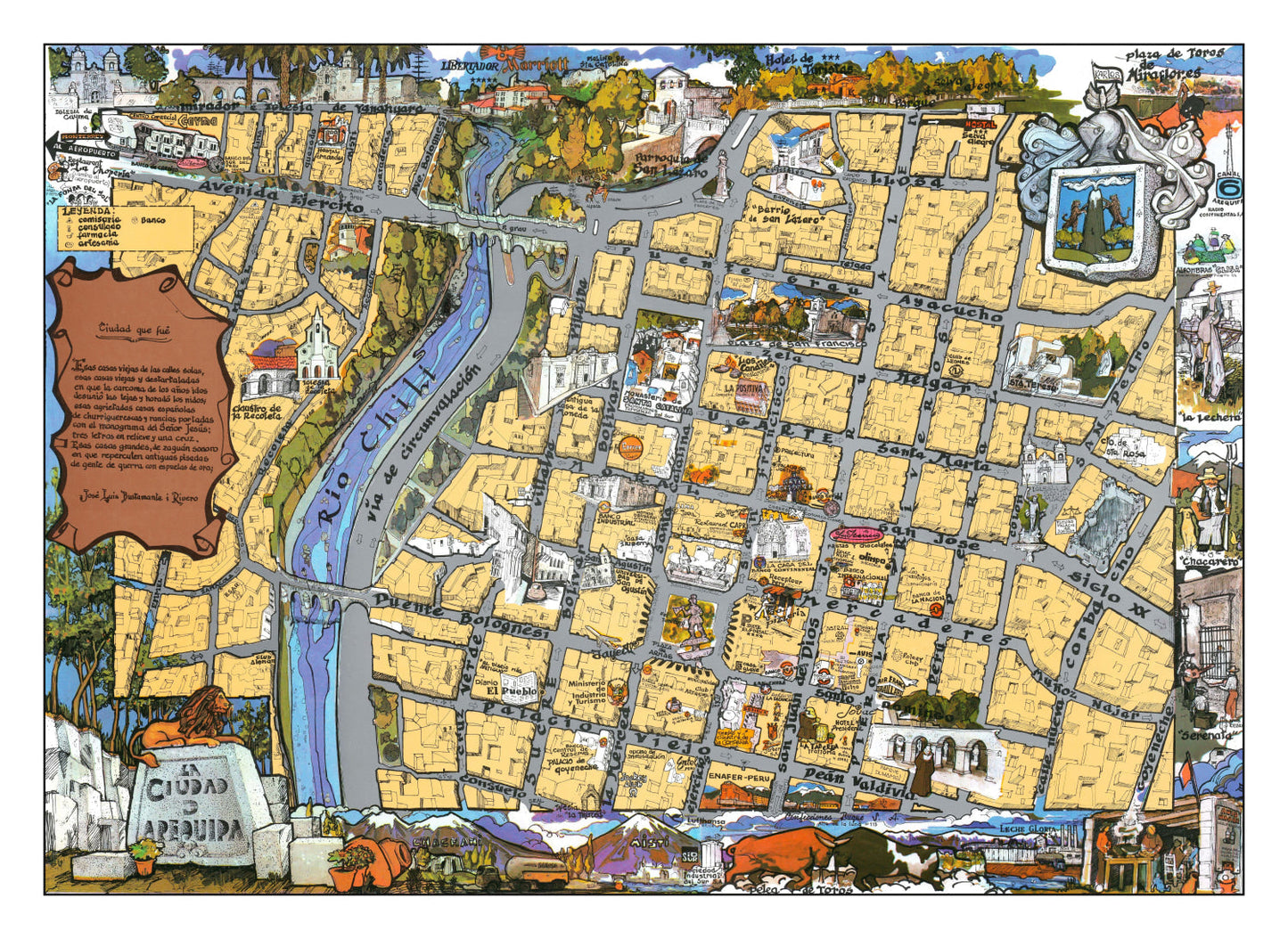 Vintage Map of Arequipa, Peru 1975