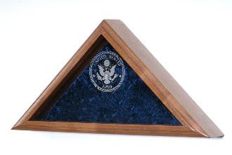 Glass Laser Engraved Flag Display Case, Large Memorial Flag Cases display case, shadow box