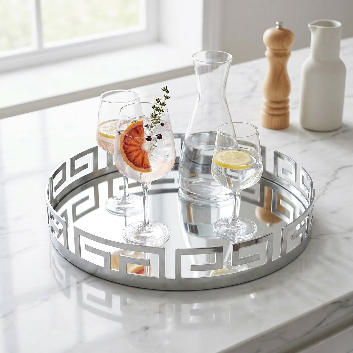 Silver Mirror Tray 15-Inch Round
