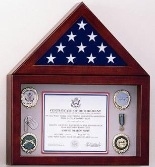 Flag Display Case with a 10 high Shadow Box, Cherry Case