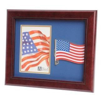 American Flag Medallion Portrait Picture Frame 4 by 6 - Mahogany.
