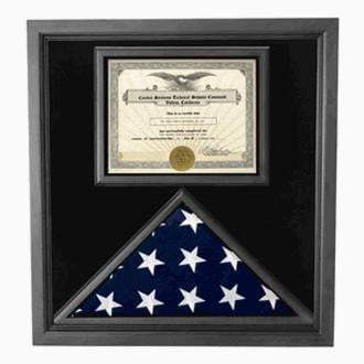 Flag and Certificate Case Black Frame, American Made 3 x 5 sized flag