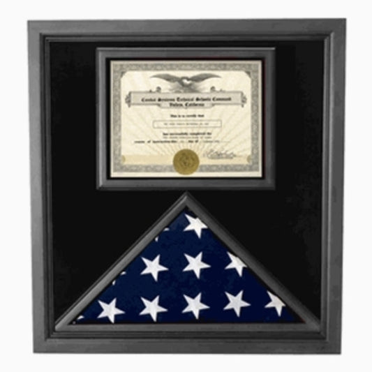 Flag and Certificate Case Black Frame, American Made.