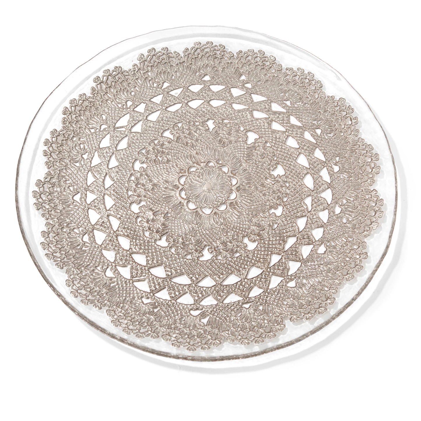 Dolly Silver Glass Charger Plate 13"D