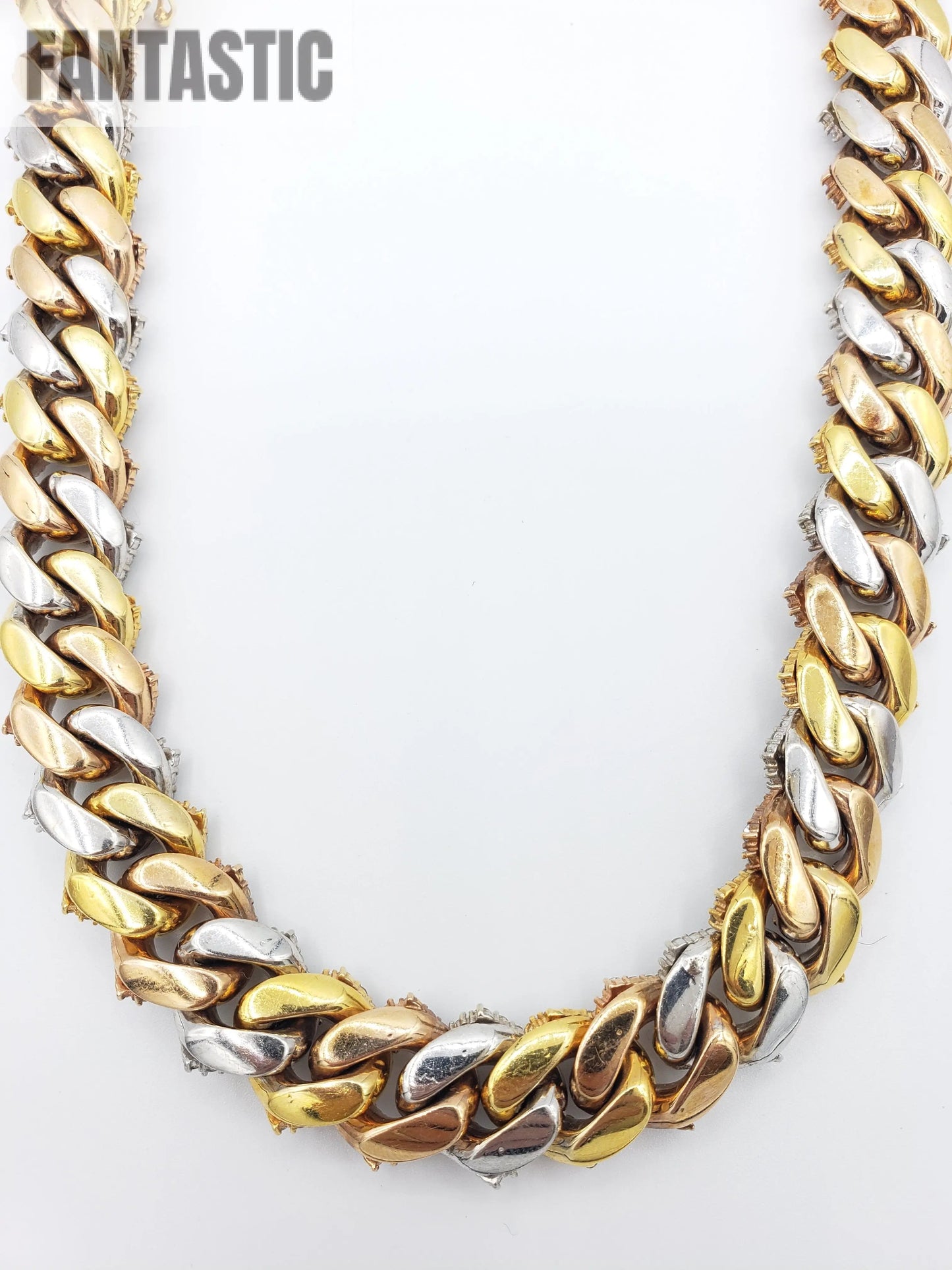 14K Gold- Diamond Miami Cuban Chain Tri-Color (331 Grams)