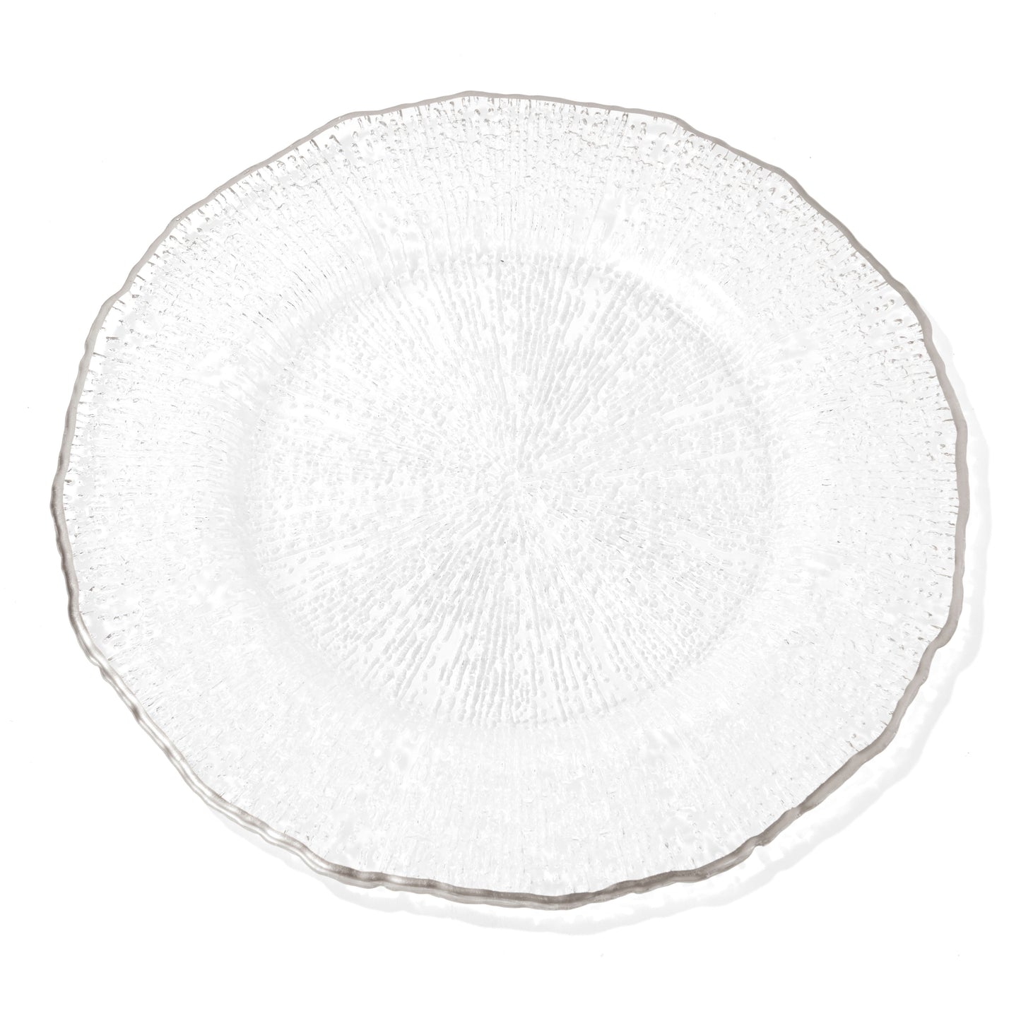 Rio Silver Brush Rim Glass Charger Plate 13"D