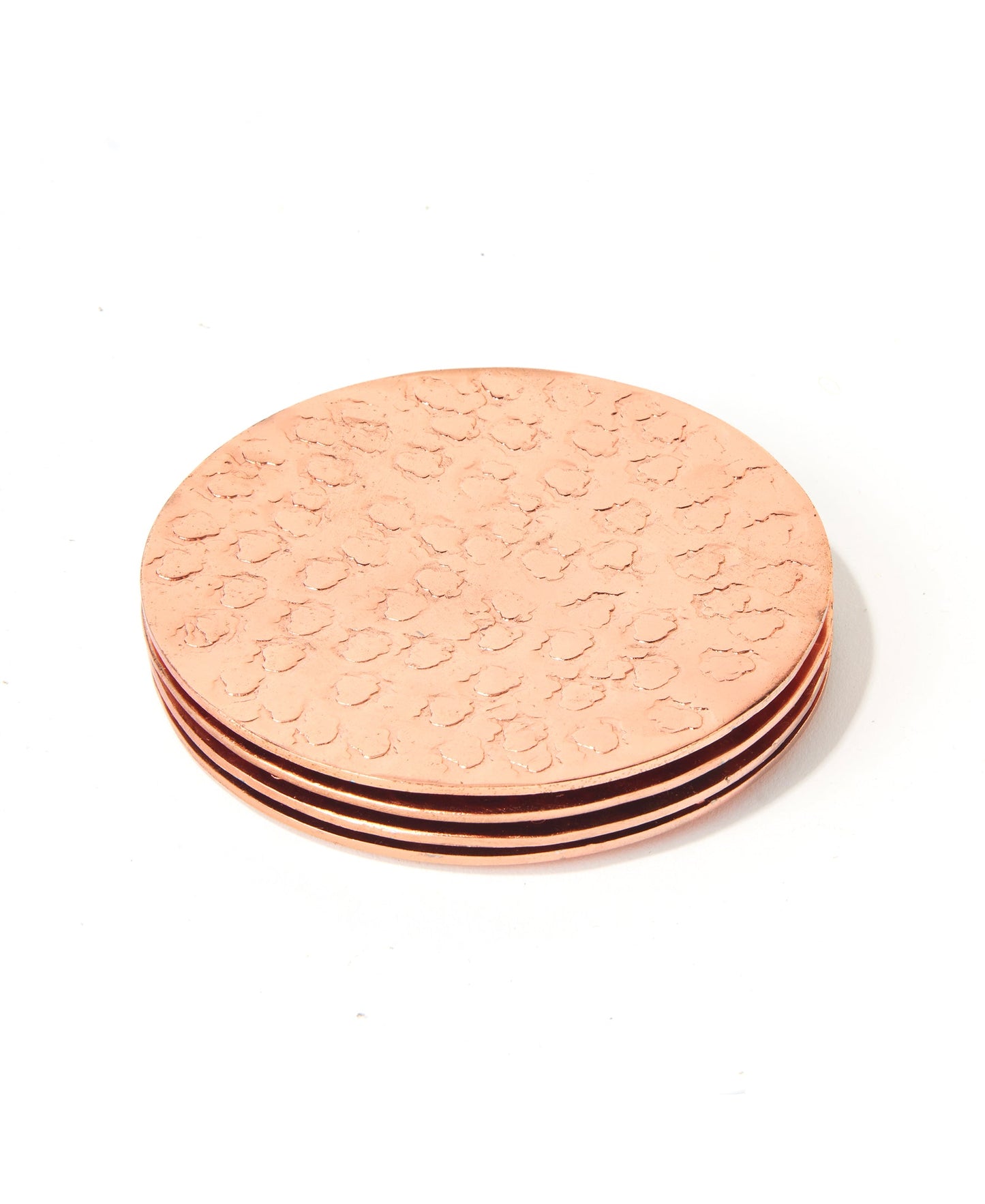 Set of 4 Copper Bubble Design Metal Coasters for Unique Table Décor