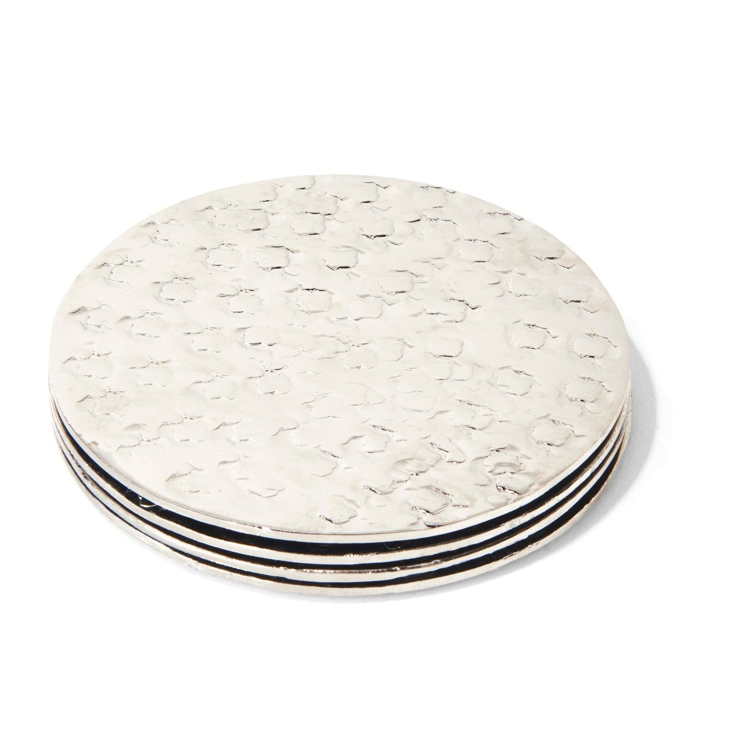 Set of 4 Silver Bubble Design Metal Coasters for Elegant Table Protection