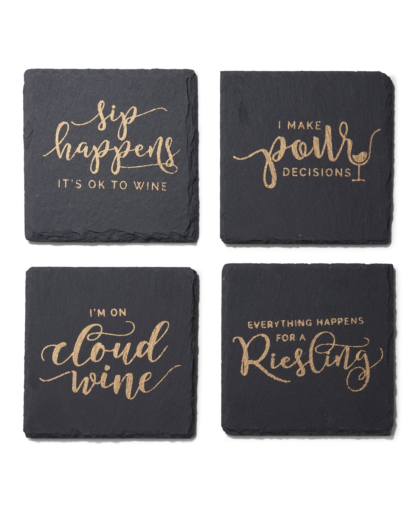 Cloud Wine Gold Slate Coasters Set Of 4