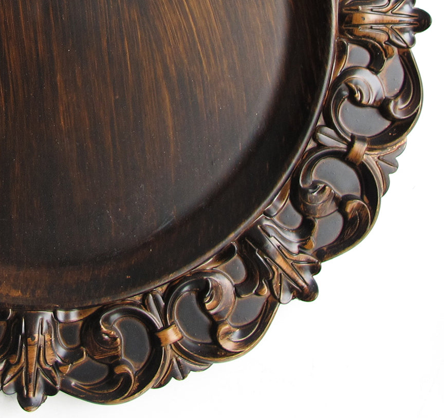 Brown Emboss Charger Plate - Elegant Tabletop Accent