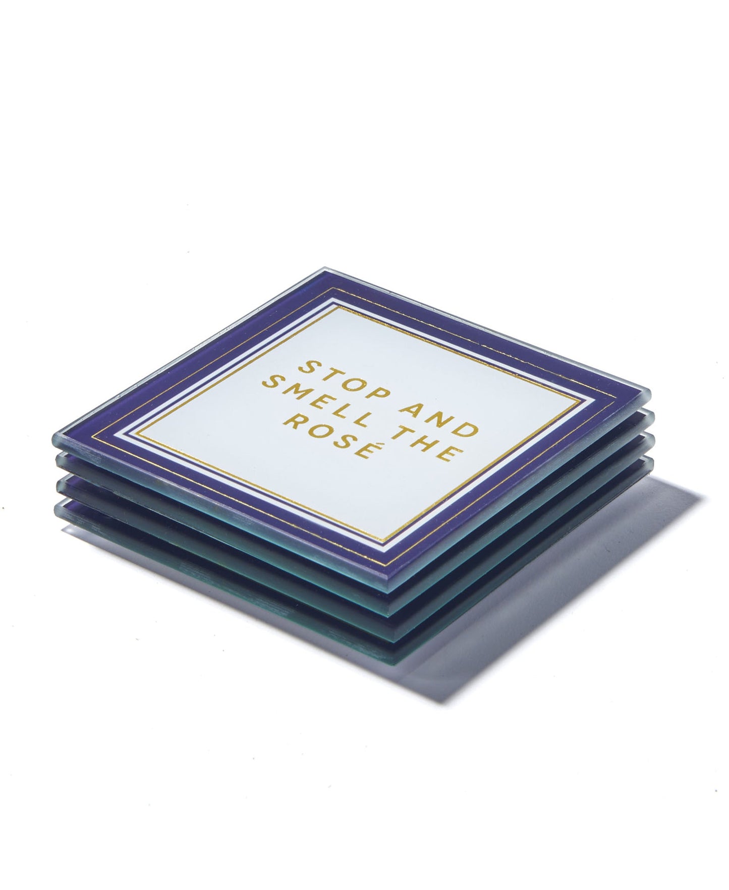 Wine Enthusiast Black & White Glass Coaster Set, Set of 4