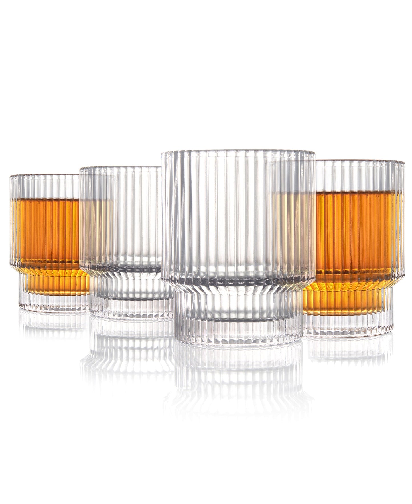 Fluted Set Of 4 Old Fashion Glasses 9 OZ.