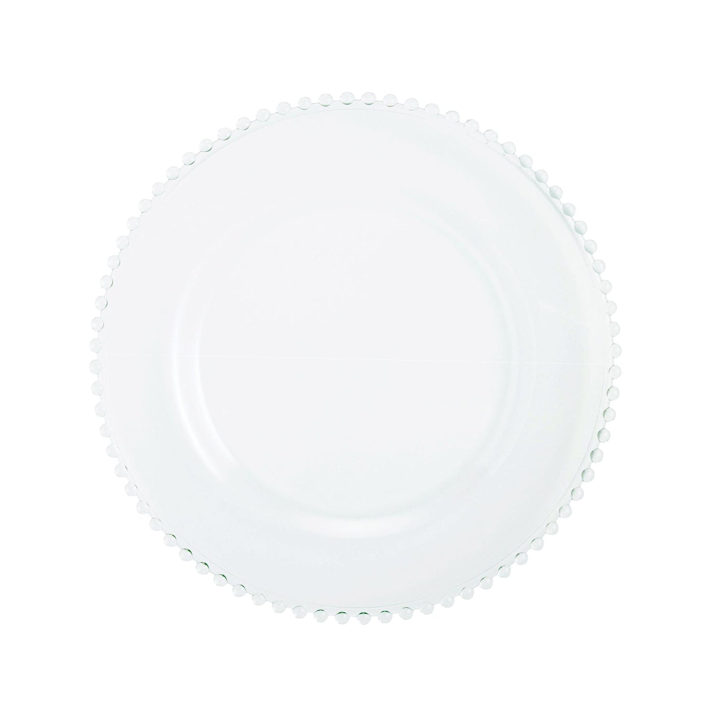 Beaded Clear 13"D Glass Charger Plates 4-Piece Set