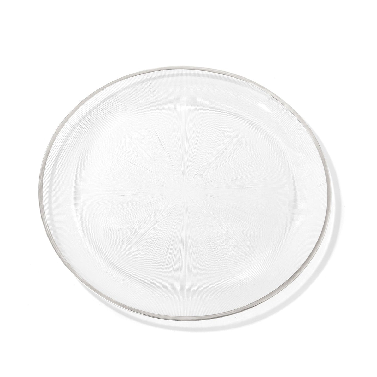 Elite Glass Charger Plates with Silver Rim 6-Piece Set 13"D