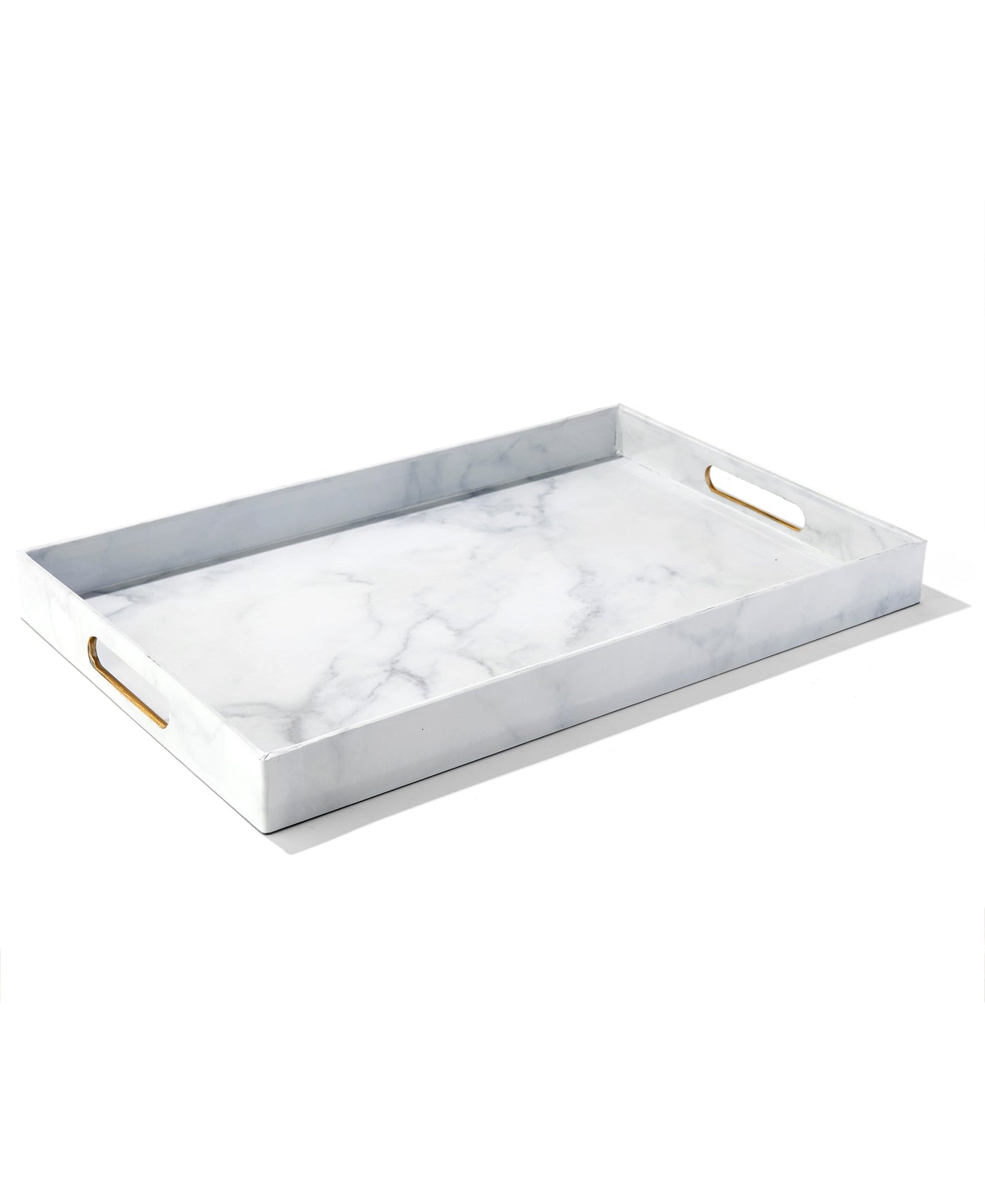 MARBLE FINISH W/GOLD SET OF 2 TRAYS 18 X 12" , 19 X 14" nested pack