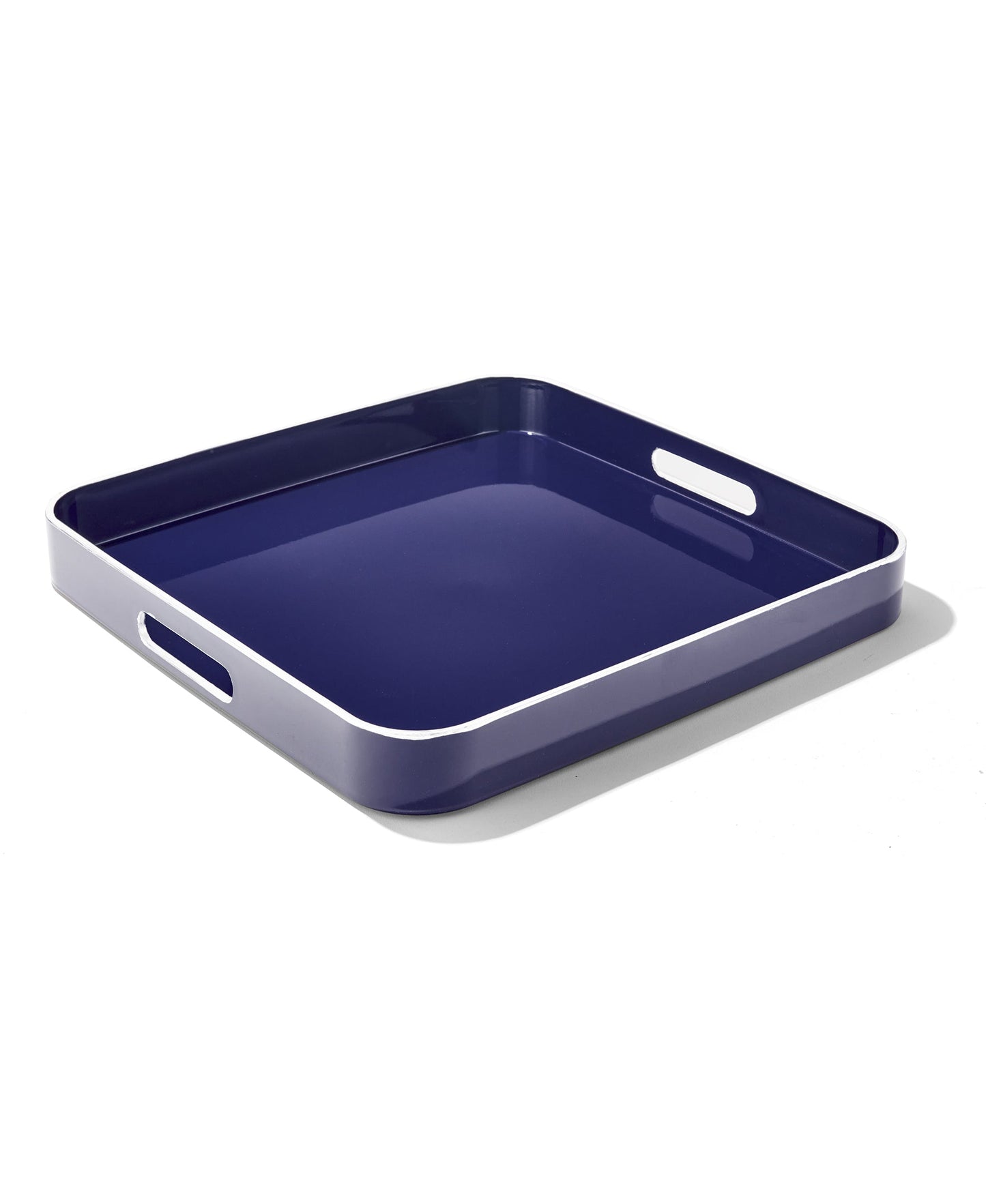 Navy Square Tray Set with White Rim, 2 Pieces