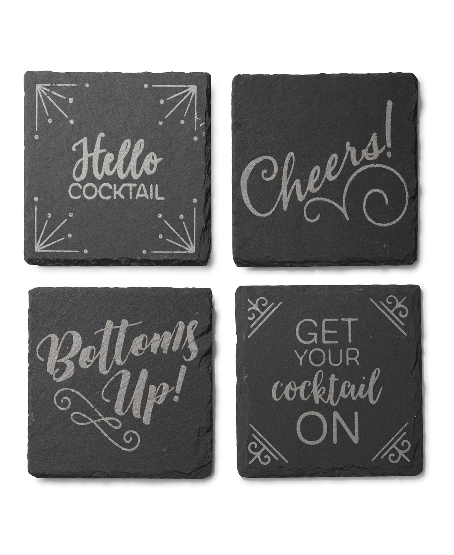 Silver Slate Coasters - Set of 4