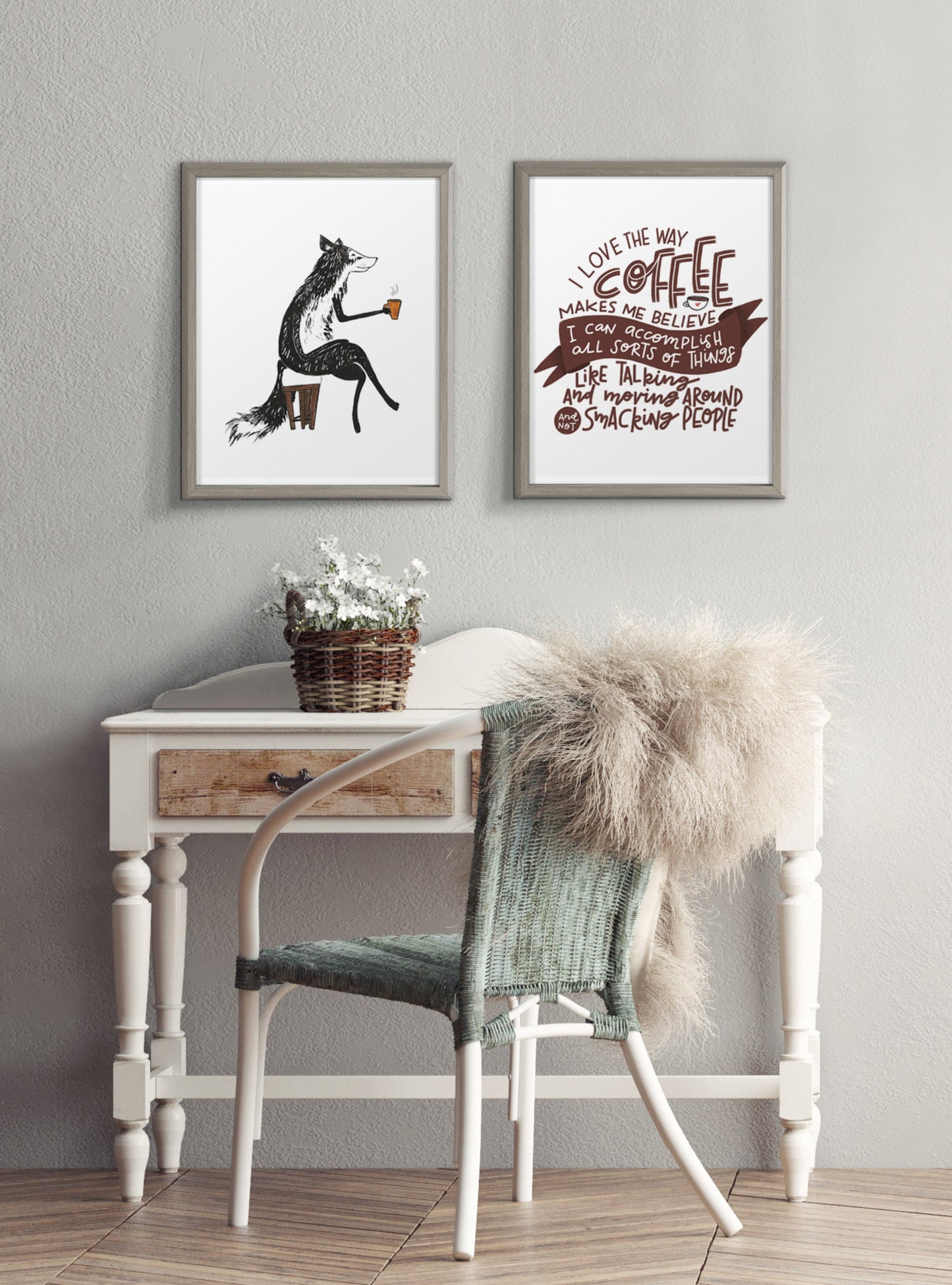 Blake Fox Orange Coffee Cup Framed Printed Glass by Viola Kreczmer