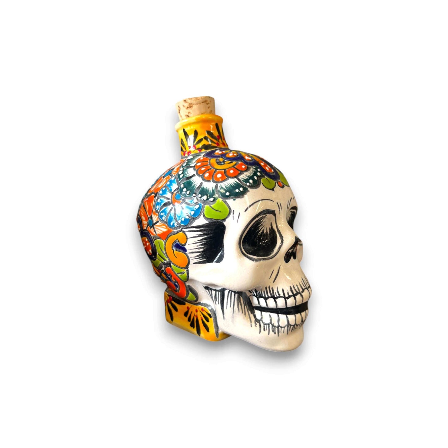 Small Talavera Skull Decanter | Day of the Dead Ceramic Bottle