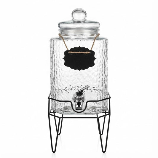 Hamburg Glass Beverage Dispenser with Metal Stand 1.5 Gal