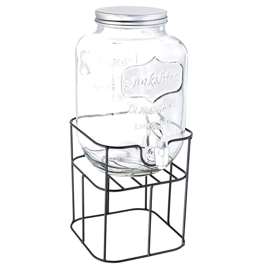 Yorkshire Mini Sun Tea Jar Dispenser with Black Metal Stand 1 Gal