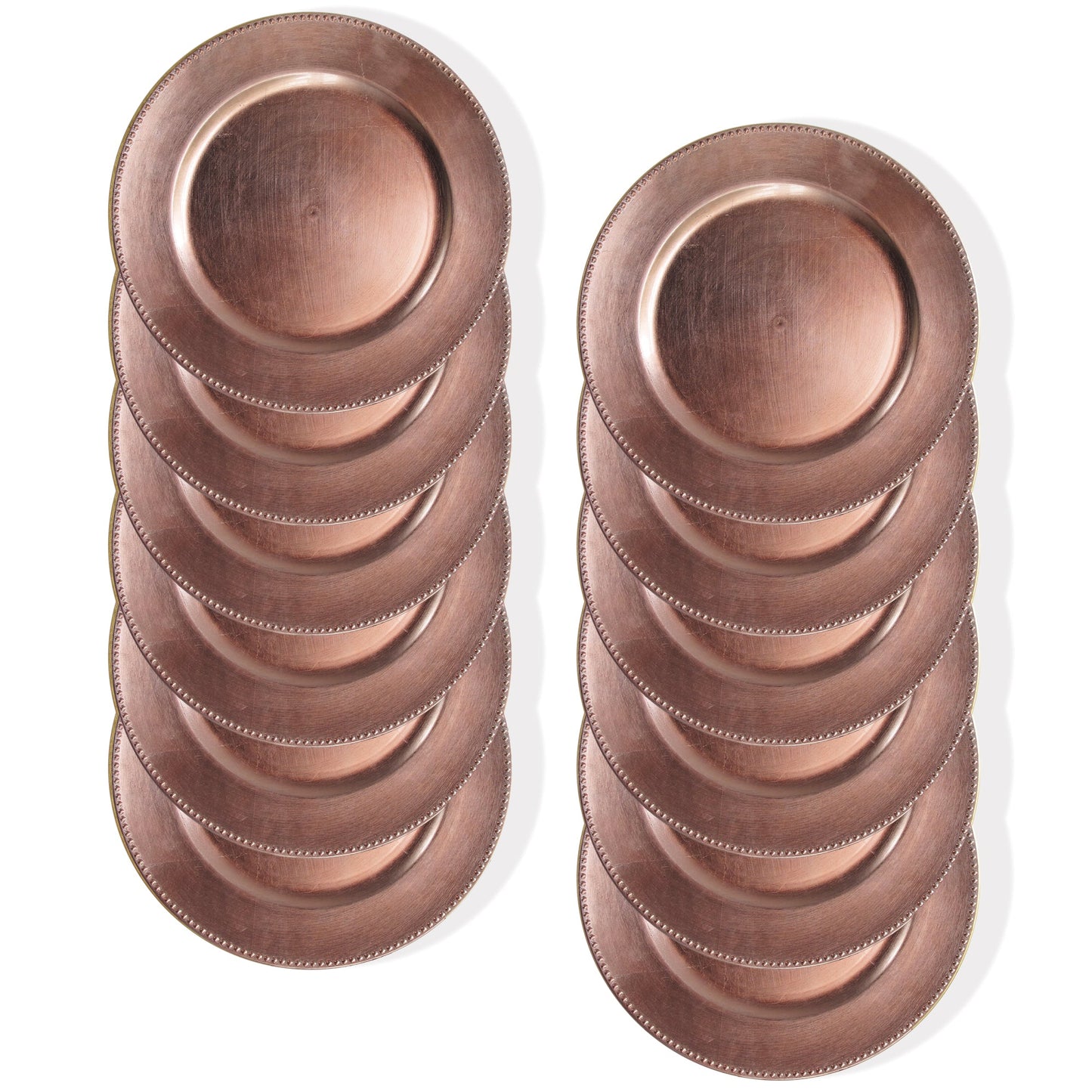 ROSE GOLD CHARGER WITH BEADS 13"D 12 PC SET