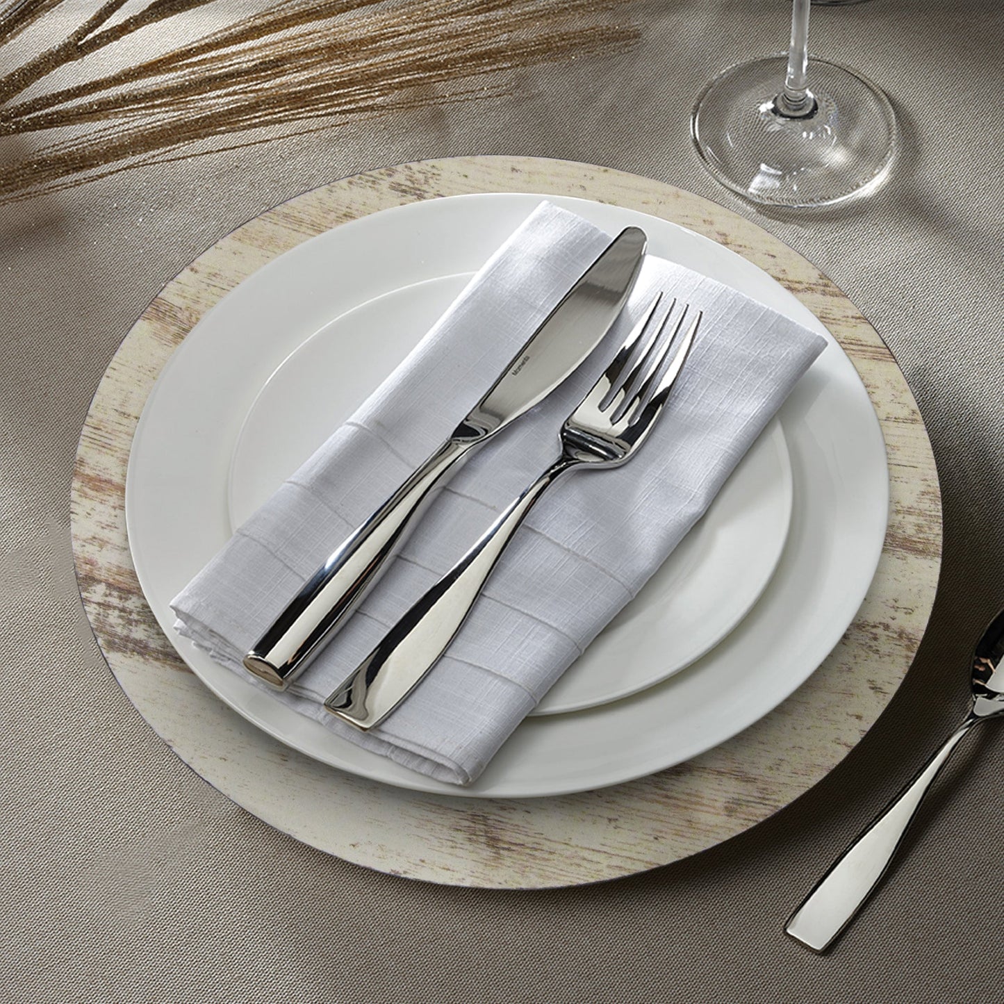 BIRCH WOOD FINISH CHARGER PLATE 13" 12 PC SET