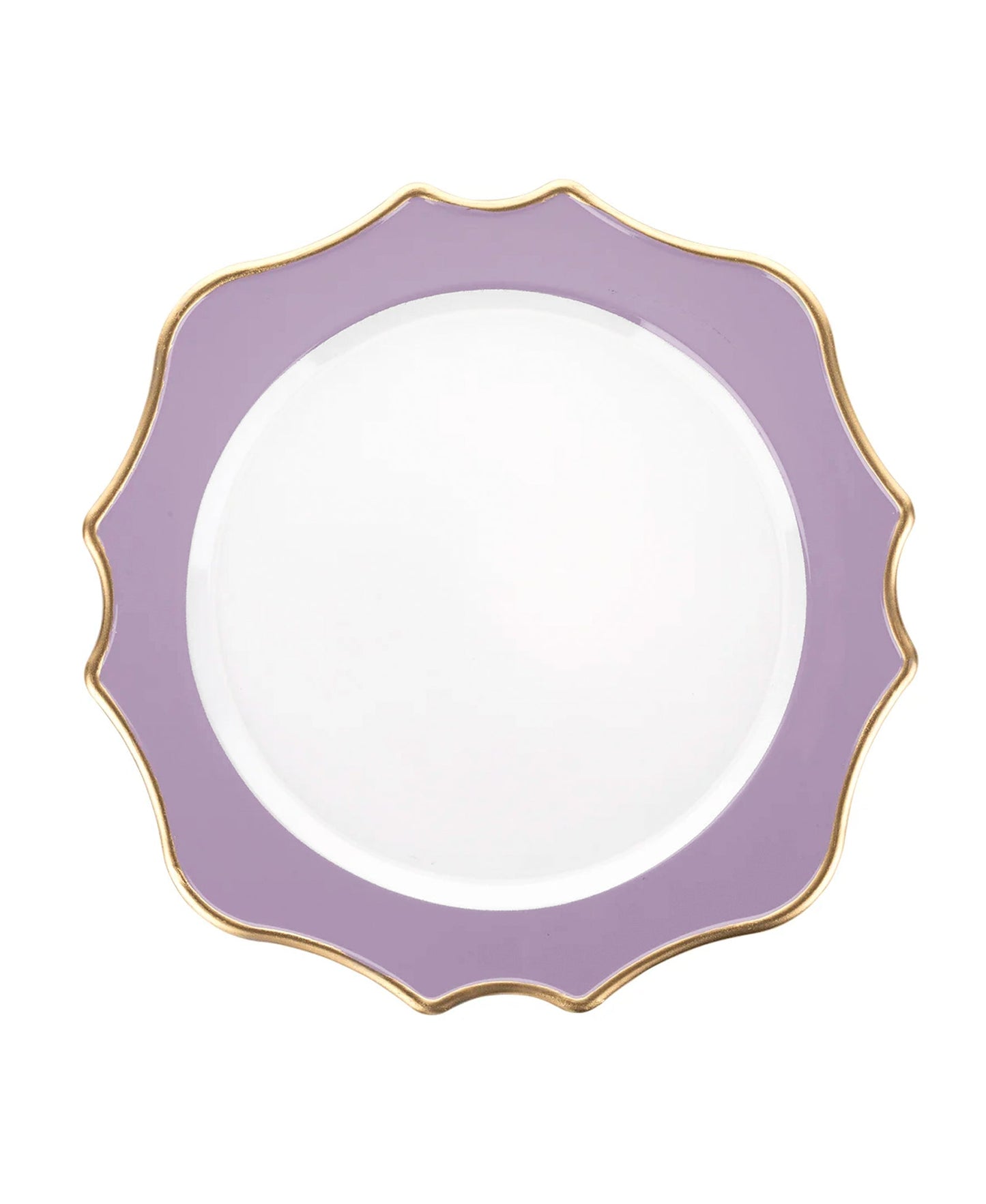 LAVENDER CHARGER PLATE W/GOLD LINE 13"D new bone china