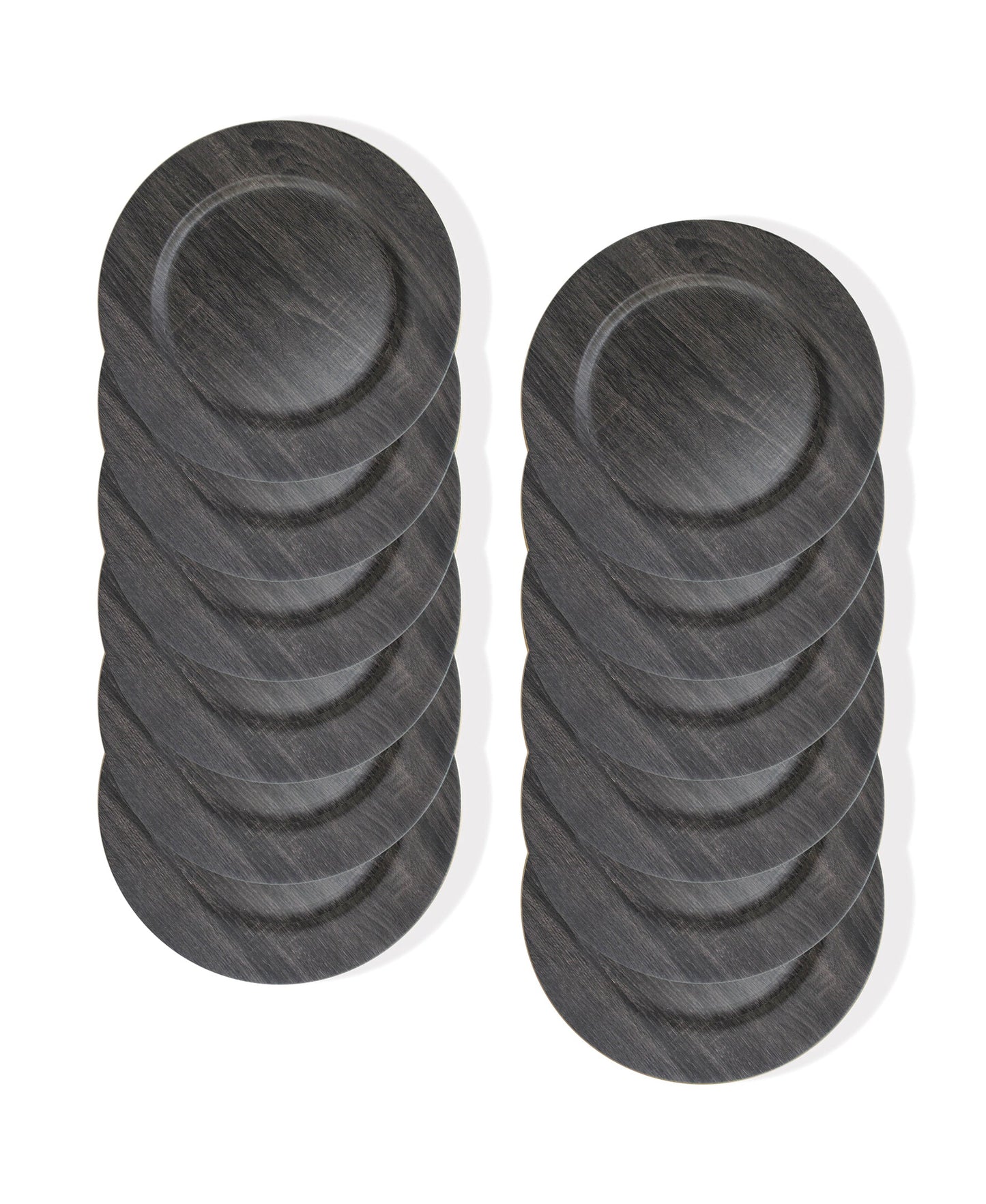 POPLAR DARK GRAY CHARGER PLATES SET OF 12, 13"D