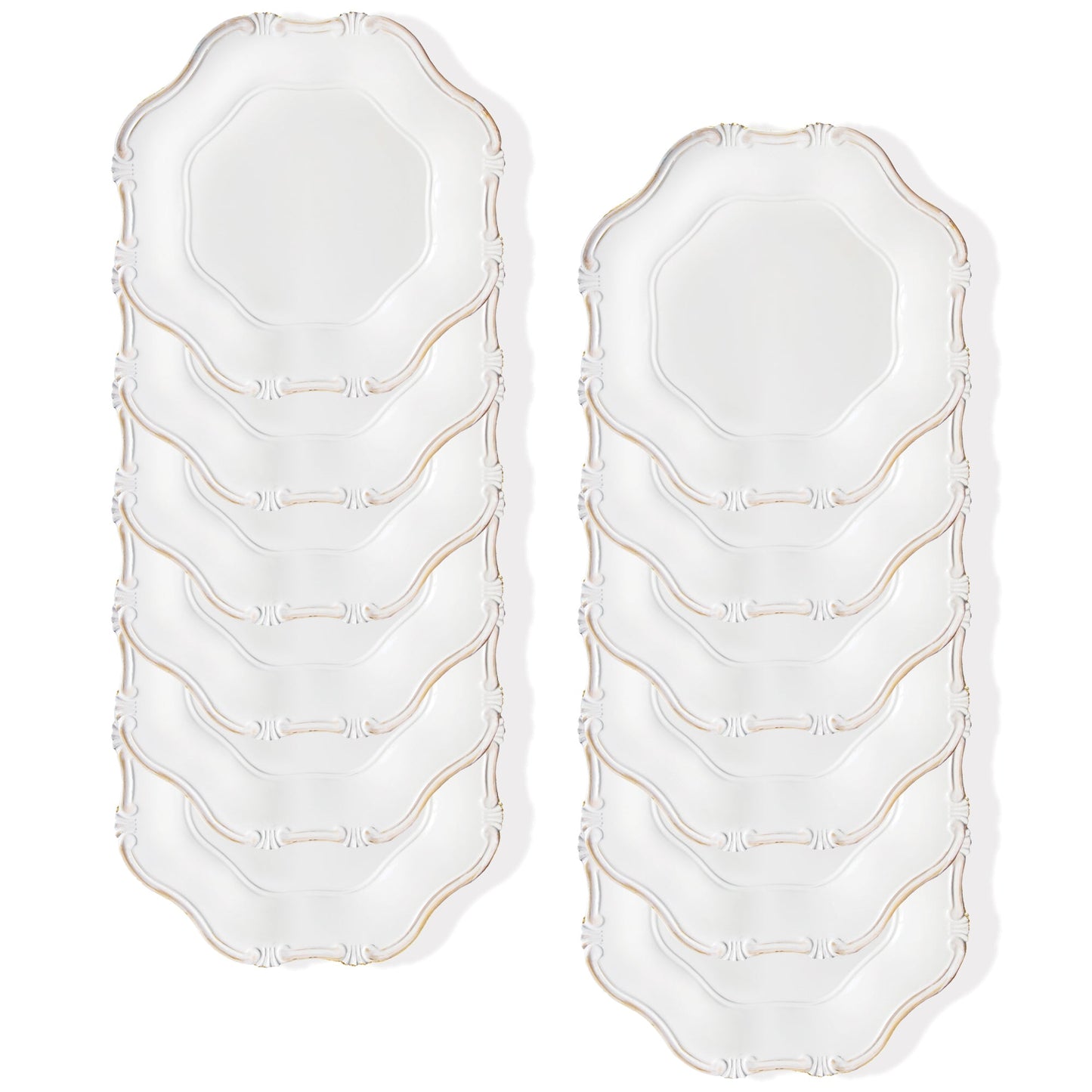 SILVER BAROQUE CHARGERS SET OF 12, 13"D