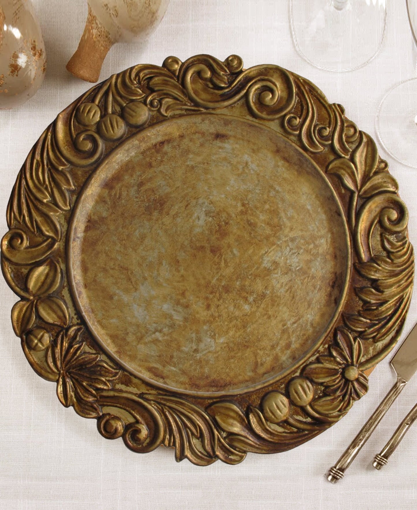 CANTERA GOLD CHARGER PLATES SET OF 4 14"D